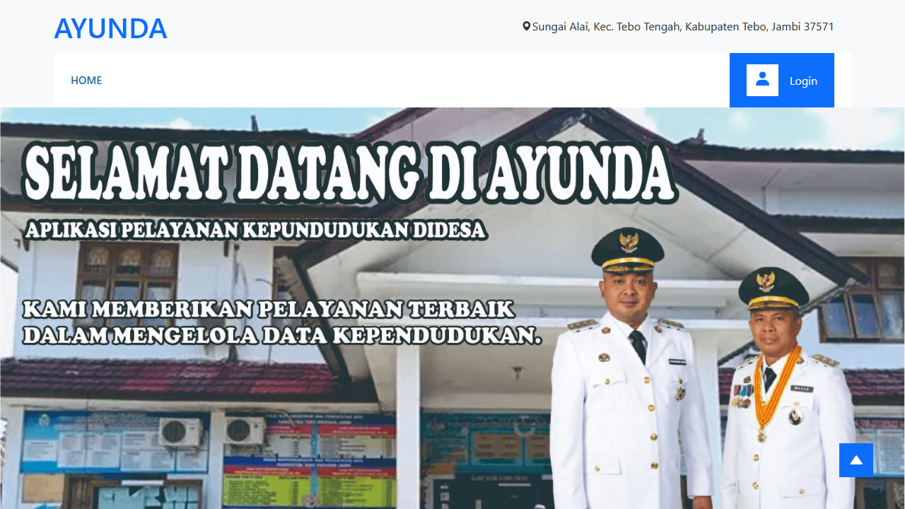 Tampilan website Ayunda Tebo