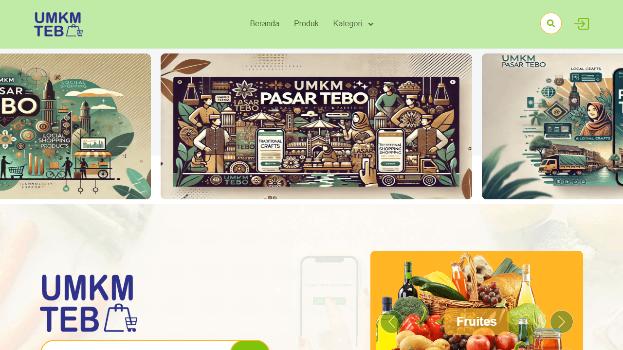 Tampilan website UMKM Tebo