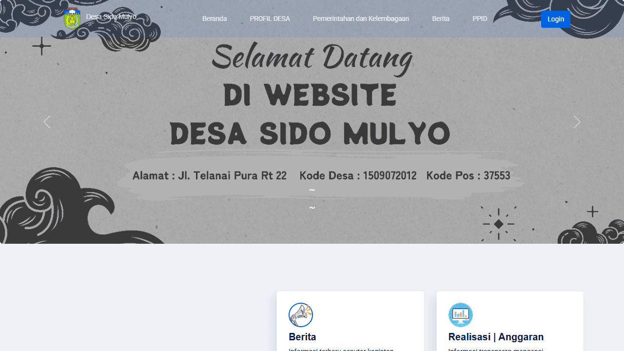 Tampilan website Web Desa Platform